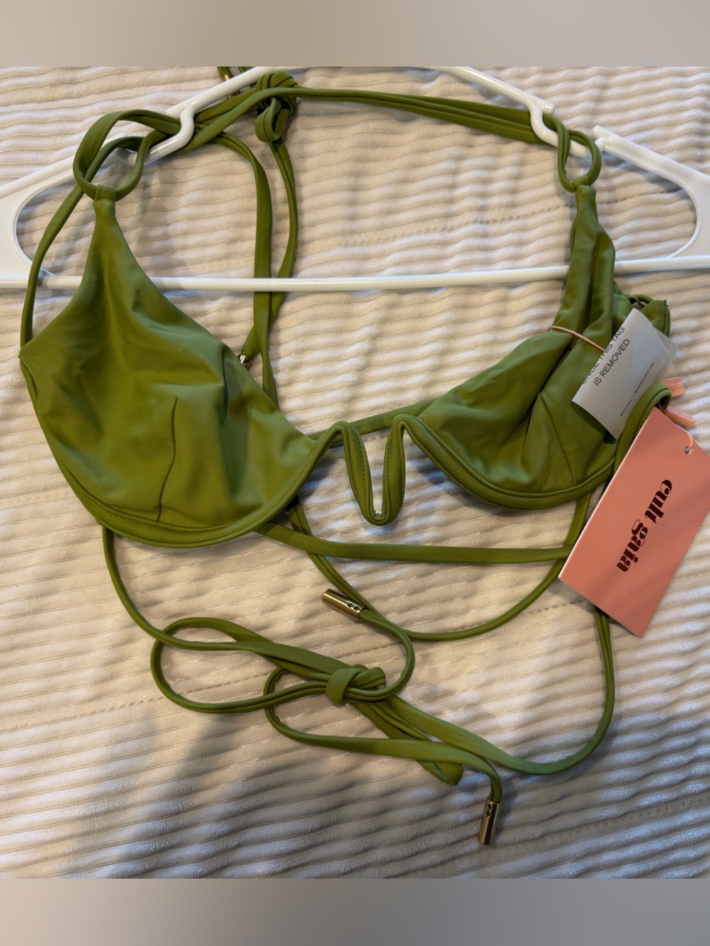 NWT cult gaia Olive Green Underwire Halter Bikini Top - Picture 7 of 8
